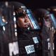 Charlotte, N.C., police officers hold their line on Interstate 85 during protests Sept. 21, 2016, following the death of Keith Lamont Scott shot by a police officer in Charlotte, N.C.
Sean Rayford/Getty Images